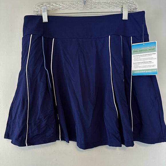 Gottex G Lifestyle UPF 50 Navy Skort with White Contrast Piping Size Large - Picture 3 of 6